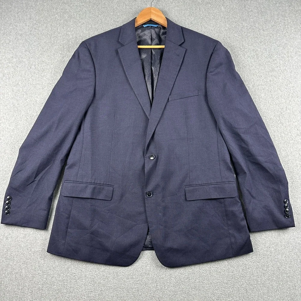 Van Heusen Blazer Mens 46L Blue Cool Flex Slim Fit Thermal Comfort Lining Jacket